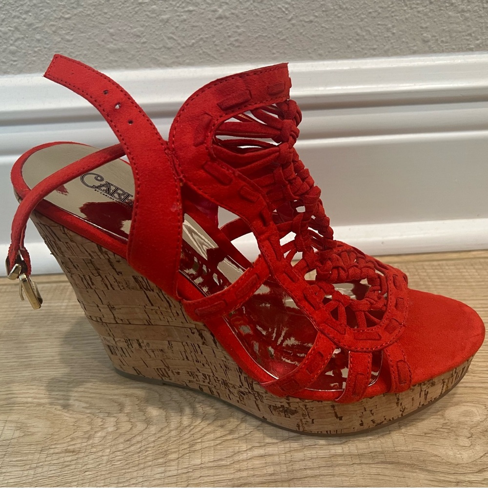 New red platform sandals